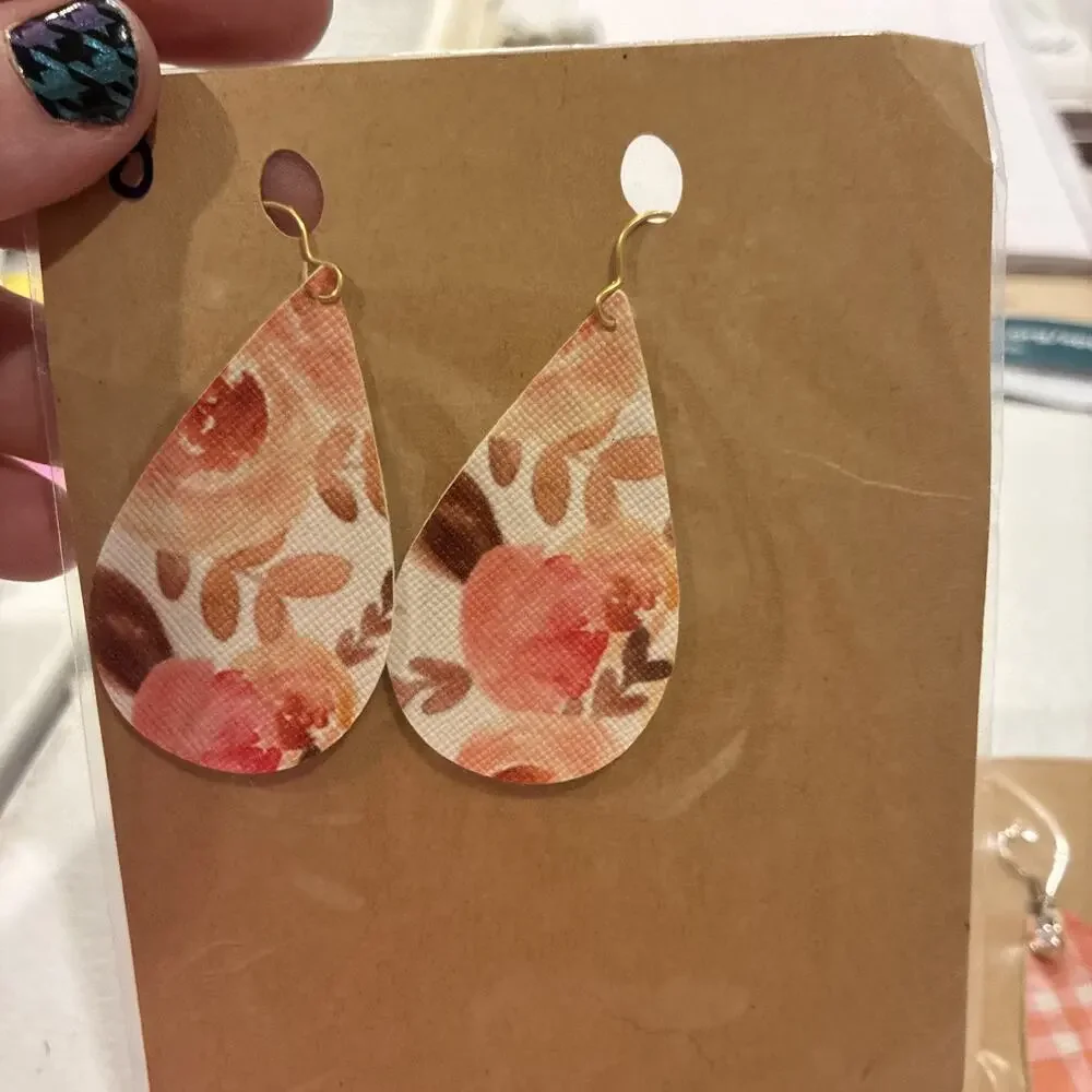 3 PCs Dangle Earrings Artisan Hand Made Winter Holiday Tree Deer Bears Glitter
